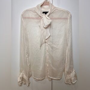 Banana Republic Cream Sheer Blouse with Bow